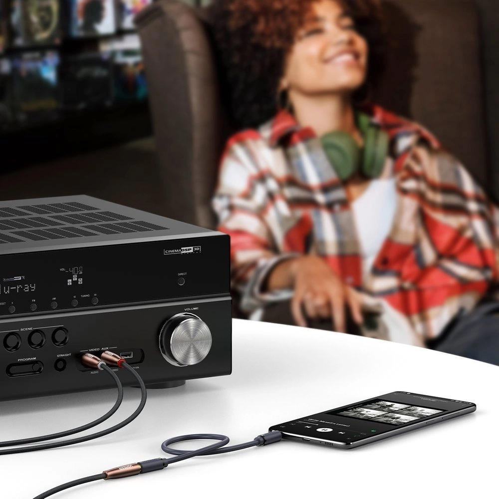 Ugreen cable audio cable 3.5mm mini jack (female) - 2RCA (male) 5m brown (AV198 60988)eng
