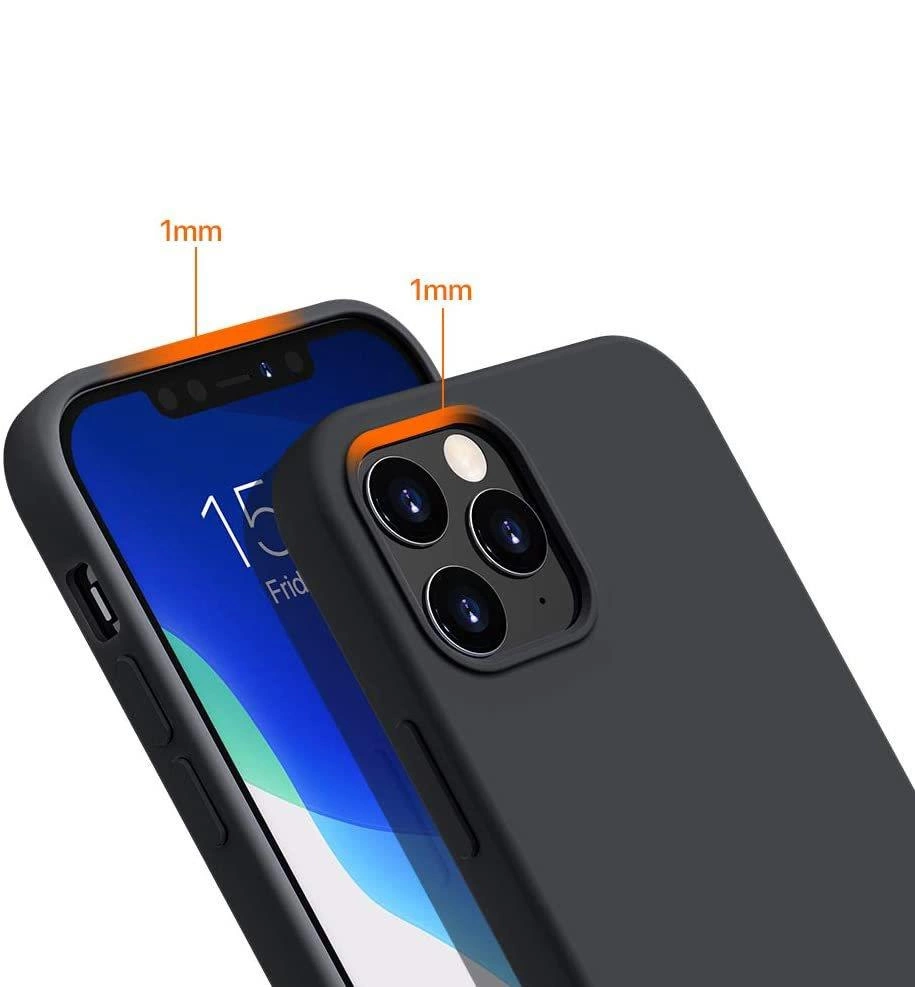 Silicone Case Soft Flexible Rubber Cover for iPhone 13 Pro blackeng