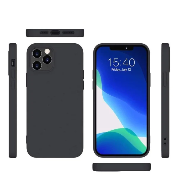 Silicone Case Soft Flexible Rubber Cover for iPhone 13 Pro blackeng
