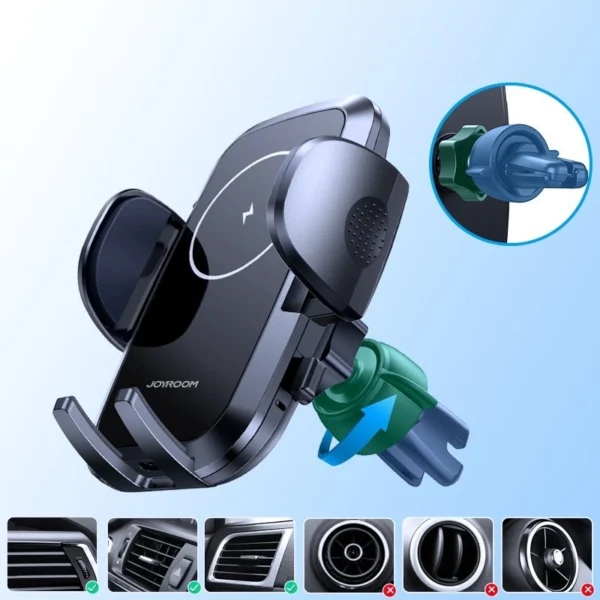 Joyroom car air vent holder Qi wireless charger 15W black (JR-ZS241)eng