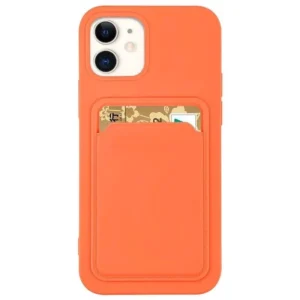 Card Case Silicone Wallet Case with Card Slot Documents for iPhone 12 Pro Orangeeng