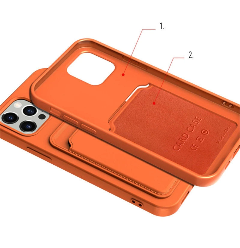 Card Case Silicone Wallet Case with Card Slot Documents for iPhone 12 Pro Max Burgundyeng