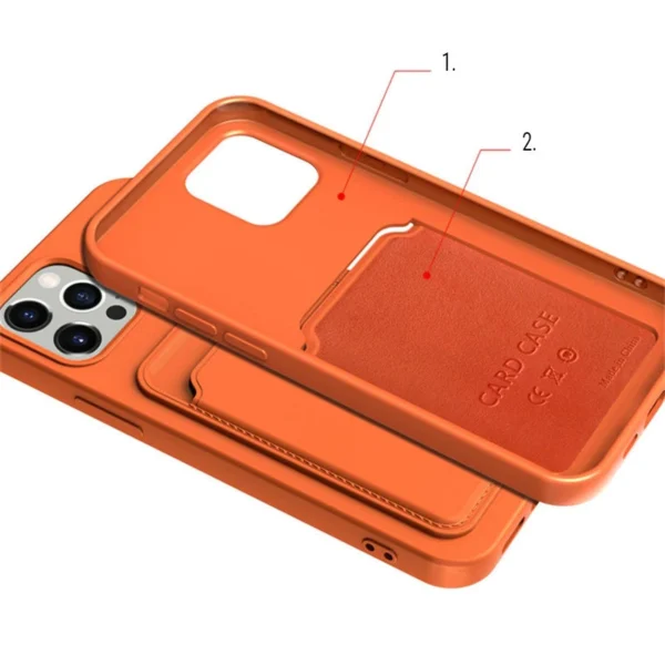 Card Case Silicone Wallet Wallet with Card Slot Documents for iPhone 12 Pro Max Orangeeng