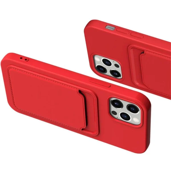 Card Case Silicone Wallet with Card Slot Documents for iPhone 13 mini orangeeng