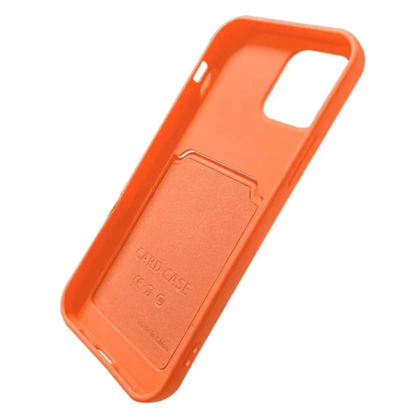 Card Case Silicone Wallet Case with Card Slot Documents for iPhone 13 Pro Orangeeng