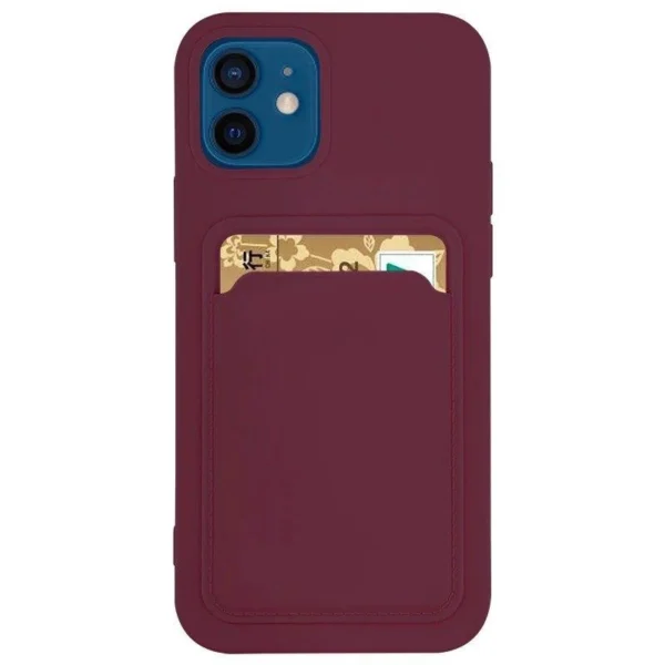 Card Case Silicone Wallet Case with Card Slot Documents for Samsung Galaxy A42 5G Burgundyeng