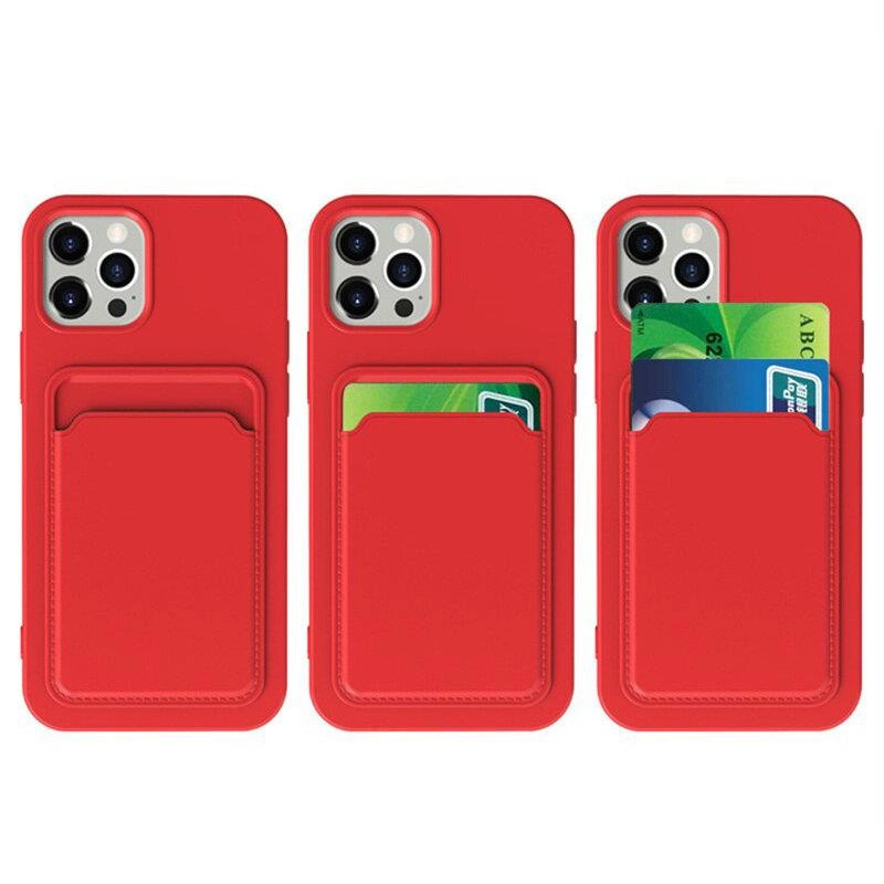 Card Case Silicone Wallet Case With Card Slot Documents For Samsung Galaxy S21 + 5G (S21 Plus 5G) Pinkeng