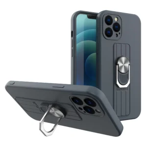 Ring Case silicone case with finger grip and stand for Samsung Galaxy A32 4G dark blueeng