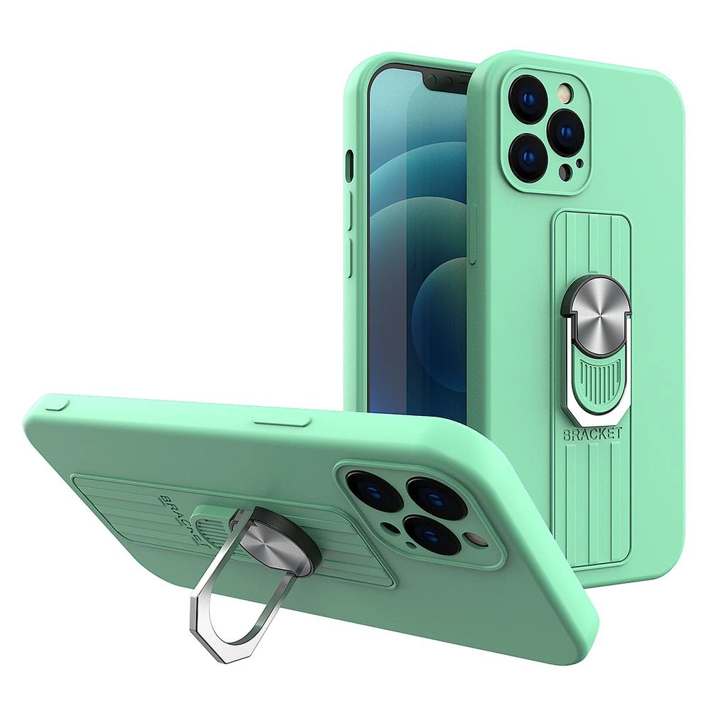 Ring Case silicone case with finger grip and stand for Samsung Galaxy A22 4G minteng