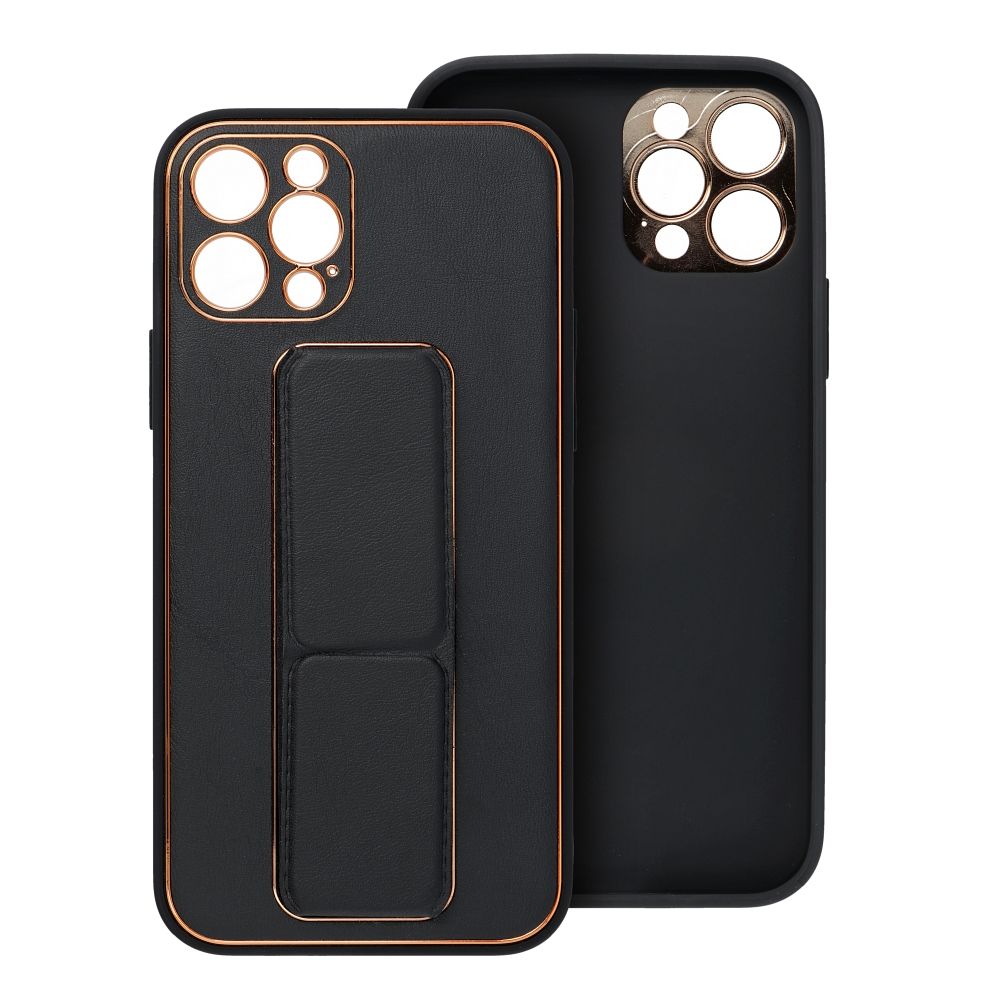 759acd83d948a5e967e3dc713b7ea3d8 LEATHER CASE KICKSTAND for IPHONE 15 Plus black