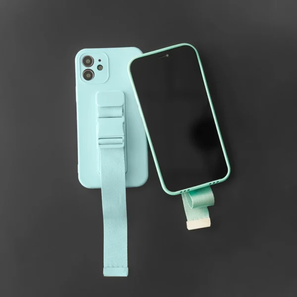 Rope case gel case with a chain lanyard bag lanyard iPhone 12 light blueeng