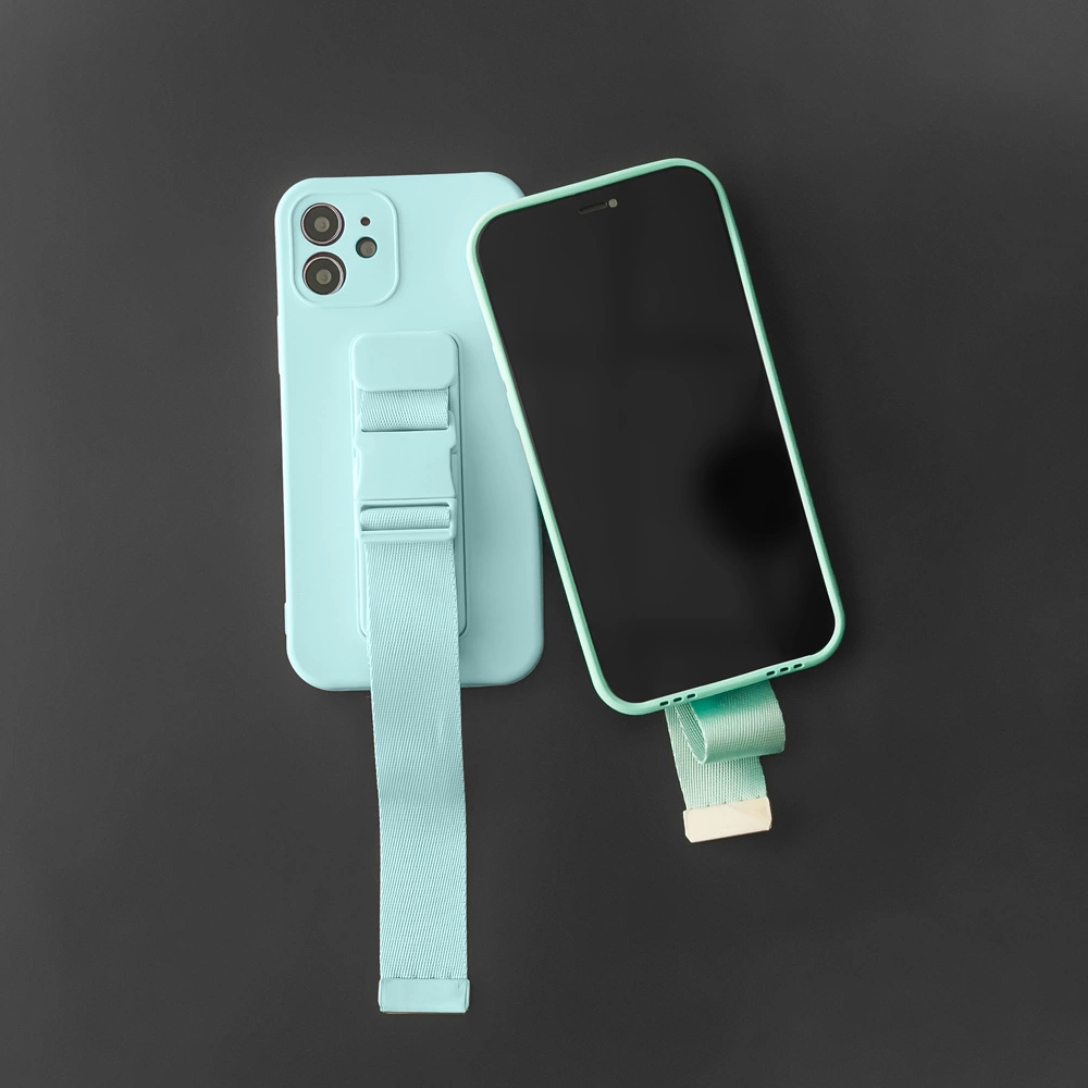 Rope case gel case with a chain lanyard bag lanyard iPhone 12 light blueeng