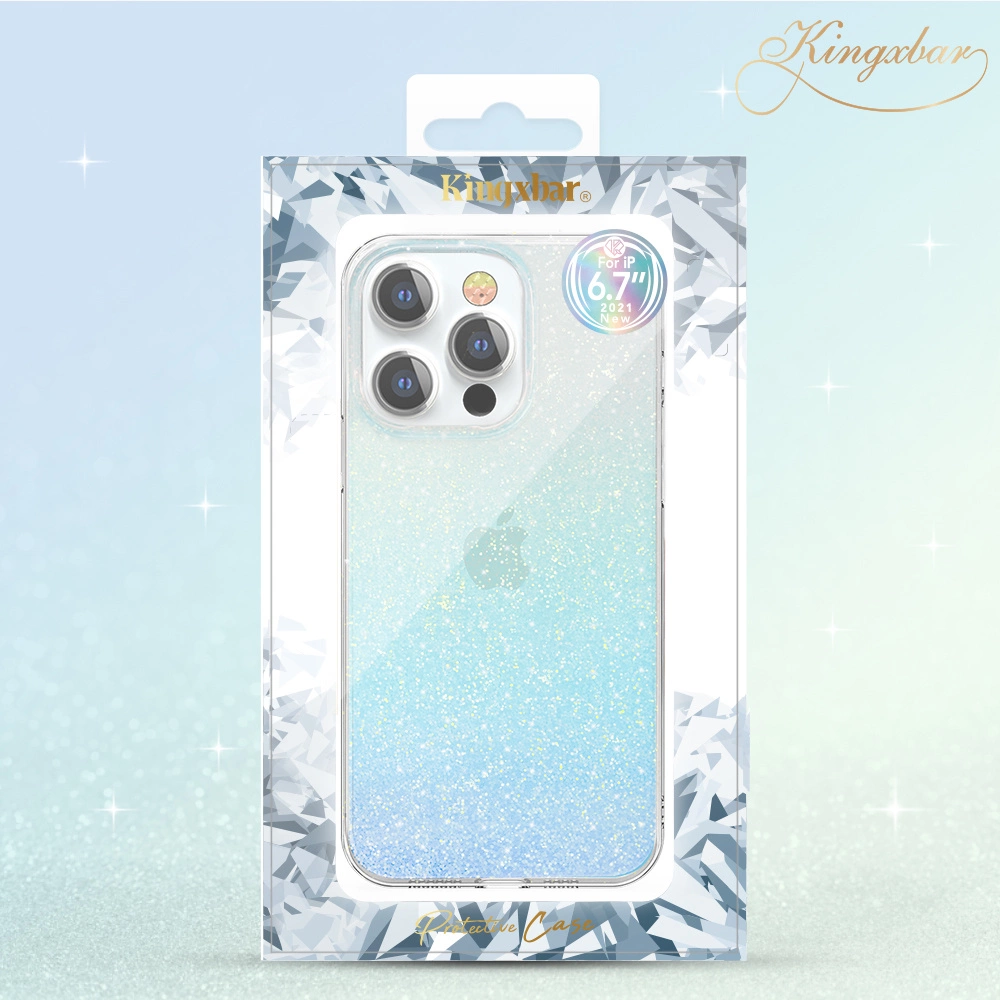 Kingxbar Streamer Series luxury elegant phone case for iPhone 13 Pro blue (Triangle)eng