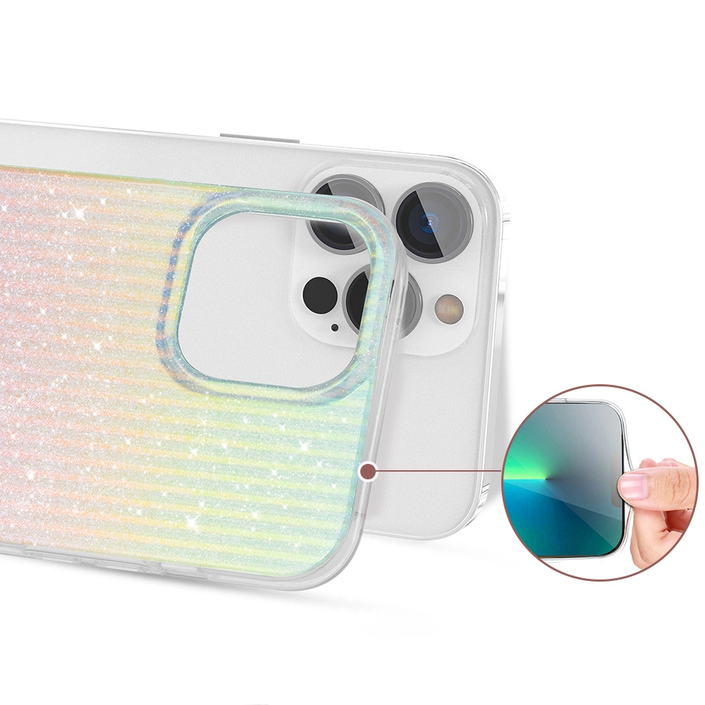Kingxbar Travel Series luxurious elegant case for iPhone 13 Pro blue-orange (Clouds)eng