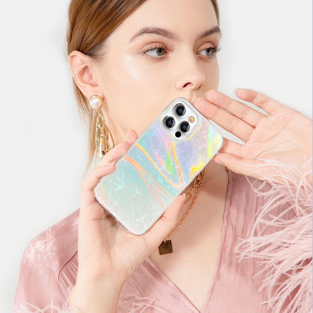 Kingxbar Shell Series luxury elegant phone case for iPhone 13 Pro pearl-blueeng