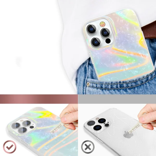 Kingxbar Shell Series luxury elegant phone case for iPhone 13 Pro pearl-blueeng