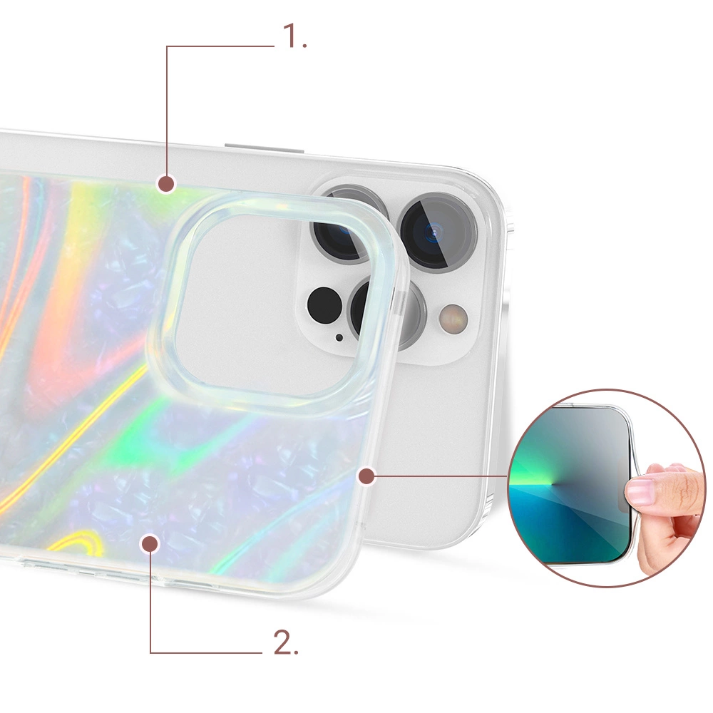 Kingxbar Shell Series luxury elegant phone case for iPhone 13 Pro pearl-minteng