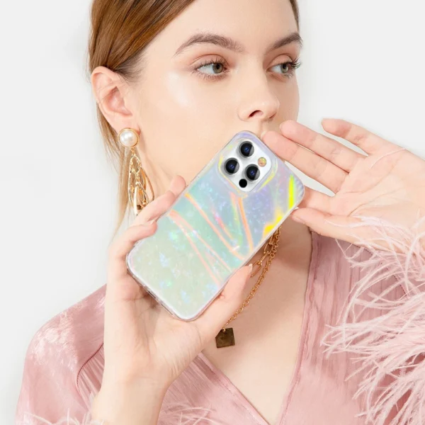 Kingxbar Shell Series luxury elegant phone case for iPhone 13 Pro pearl-minteng