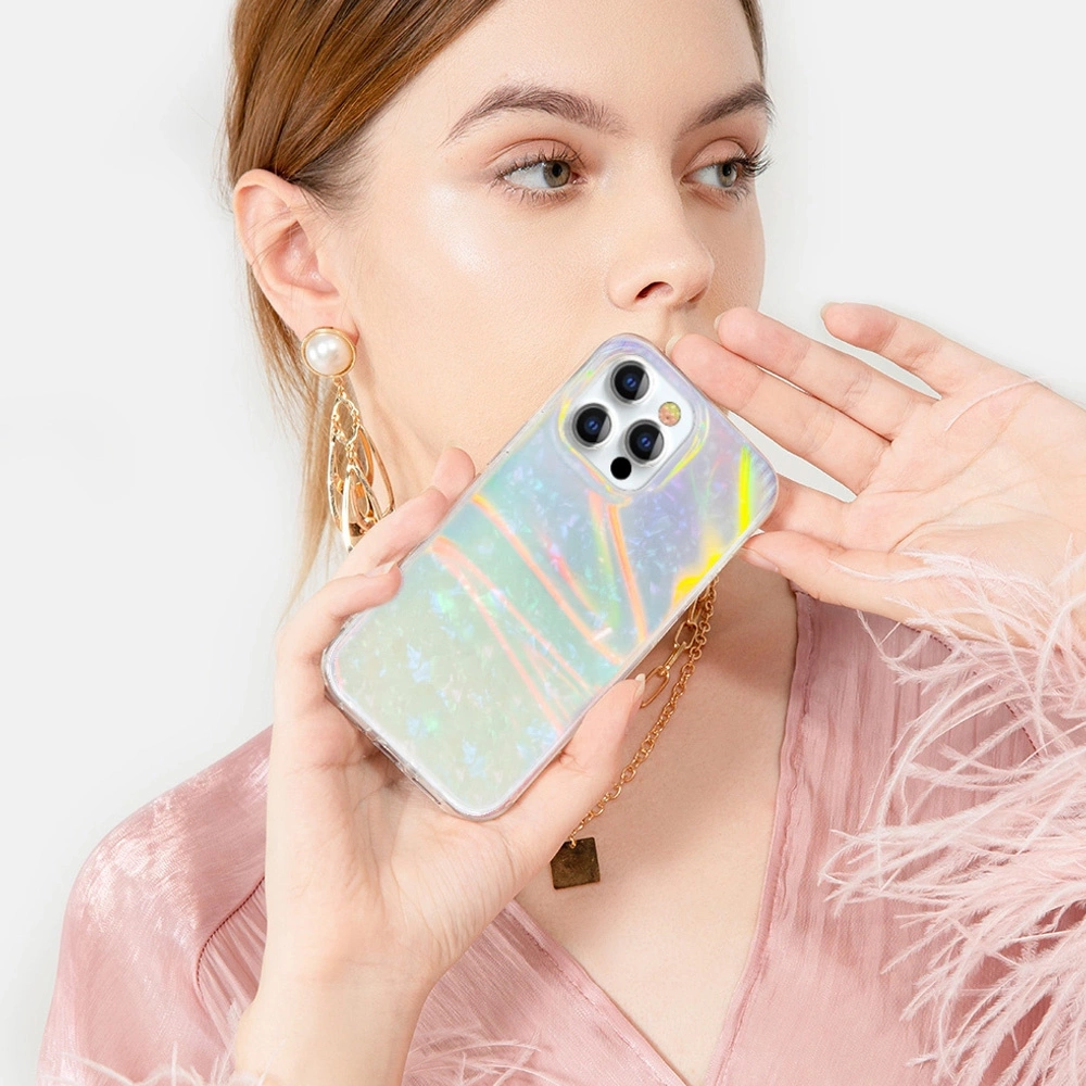 Kingxbar Shell Series luxury elegant phone case for iPhone 13 Pro pearl-minteng