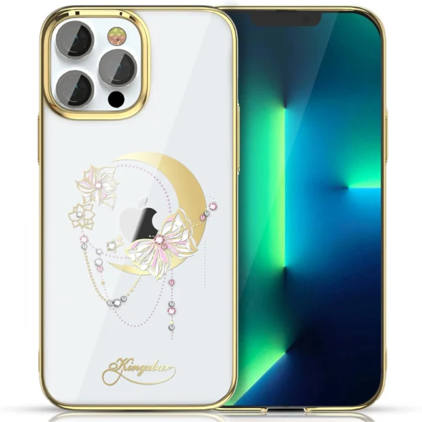 Kingxbar Moon Series luxury case with Swarovski crystals for iPhone 13 Pro gold (Butterfly)eng