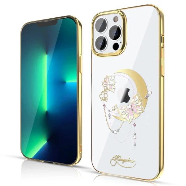 Kingxbar Moon Series luxury case with Swarovski crystals for iPhone 13 Pro gold (Butterfly)eng