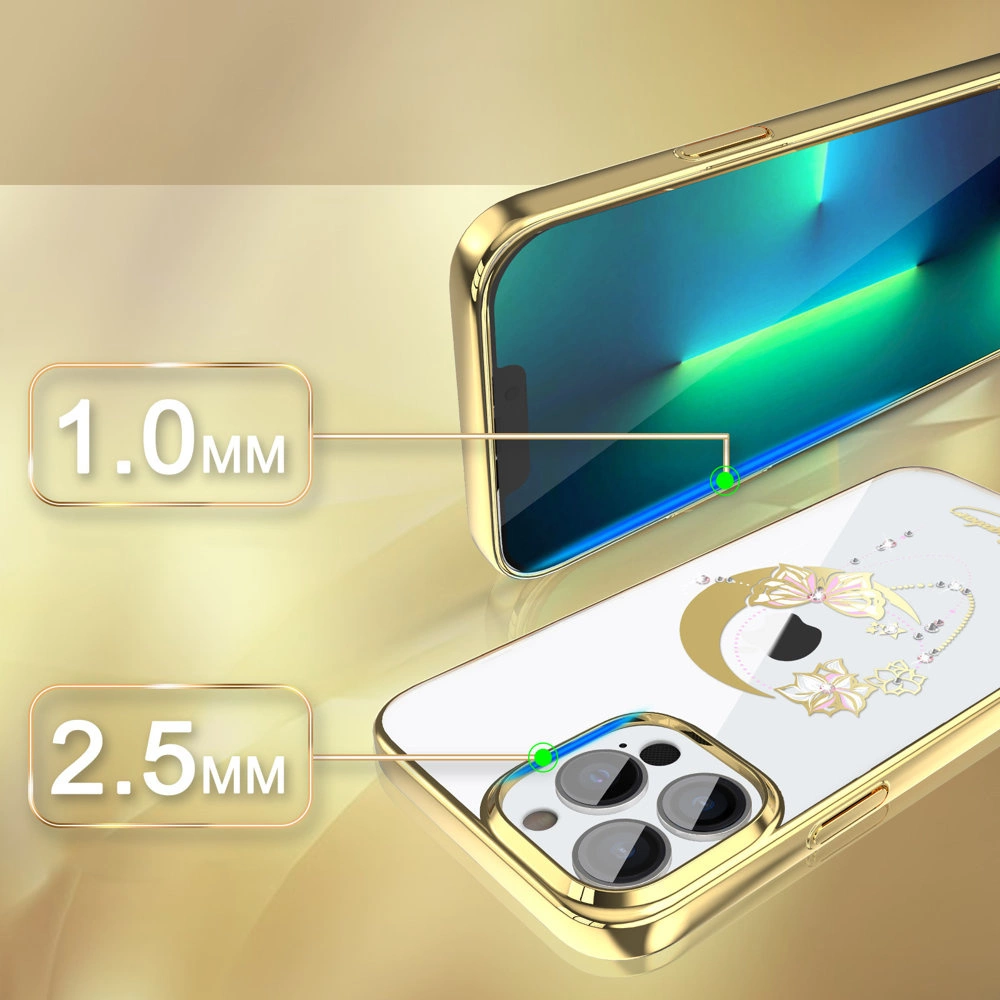 Kingxbar Moon Series luxury case with Swarovski crystals for iPhone 13 Pro gold (Butterfly)eng