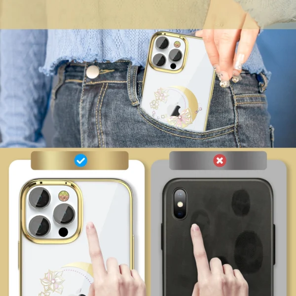 Kingxbar Moon Series luxury case with Swarovski crystals for iPhone 13 Pro gold (Butterfly)eng