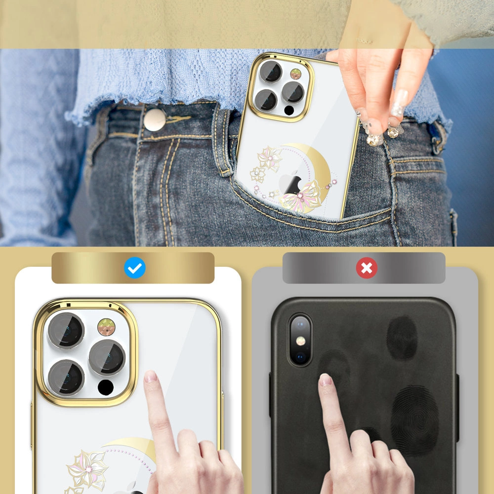 Kingxbar Moon Series luxury case with Swarovski crystals for iPhone 13 Pro gold (Butterfly)eng