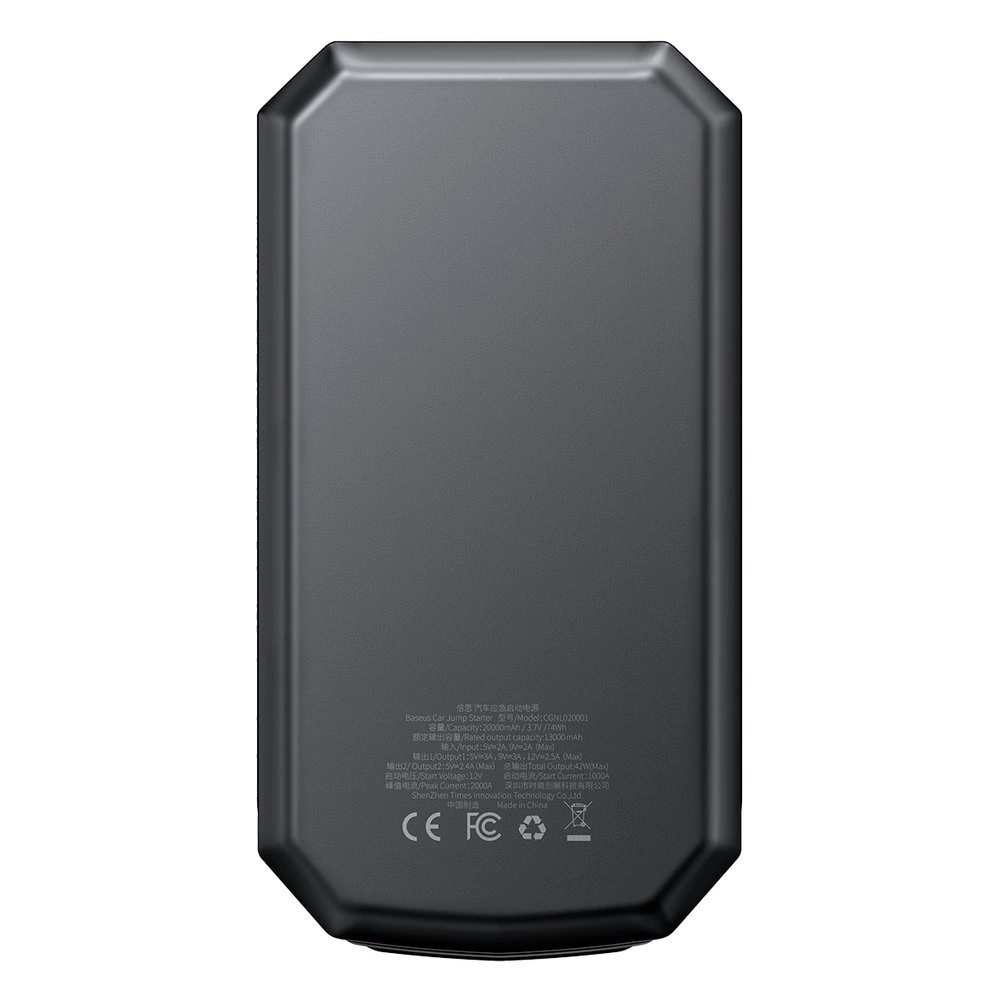 Baseus powerbank Power Starter Jump Starter starting device booster 20000mAh 12V (2000A / 1000A) + crocodile clip cables black (CGNL020001)eng