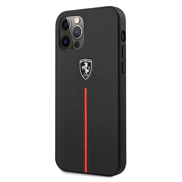 Ferrari FEOMSHCP12LBK iPhone 12 Pro Max black/black hardcase Off Track Leather Nylon Stripeeng