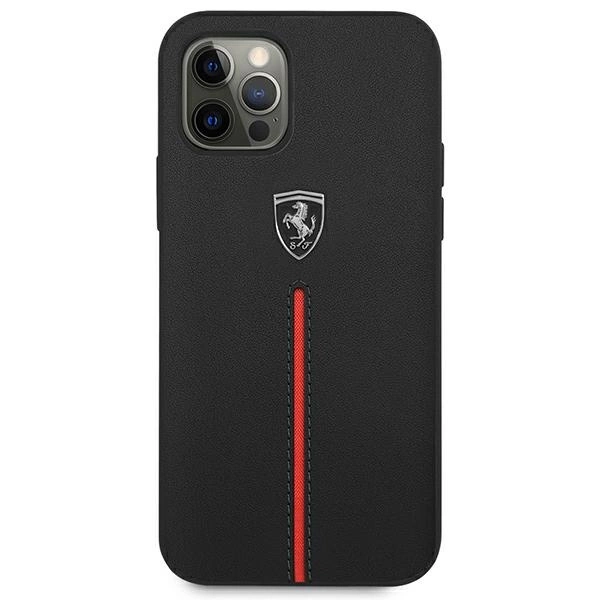 Ferrari FEOMSHCP12LBK iPhone 12 Pro Max black/black hardcase Off Track Leather Nylon Stripeeng