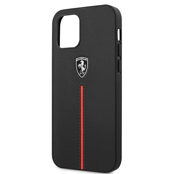 Ferrari FEOMSHCP12LBK iPhone 12 Pro Max black/black hardcase Off Track Leather Nylon Stripeeng