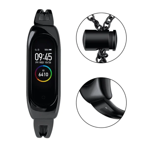 Metal bracelet for Xiaomi Mi Band 3 / 4 / 5 / 6 band strap - blackeng