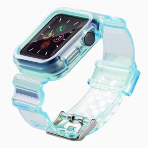 Silicone Band Strap Bracelet Case Strap Light Set for Apple Watch 44mm - Blueeng
