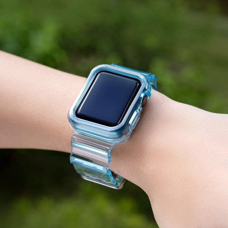 Silicone Band Strap Bracelet Case Strap Light Set for Apple Watch 42mm - Blueeng
