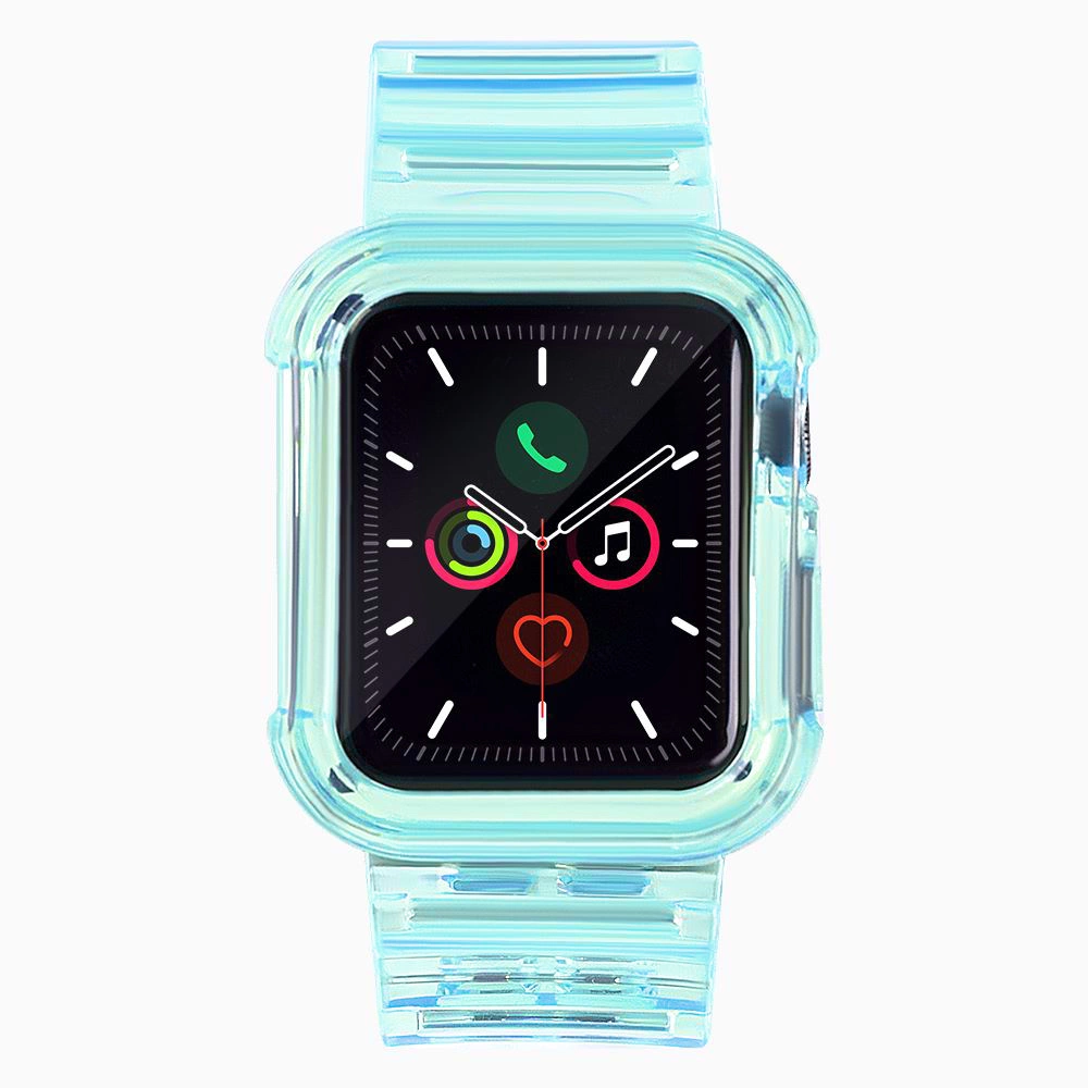 Silicone Band Strap Bracelet Case Strap Light Set for Apple Watch 42mm - Blueeng