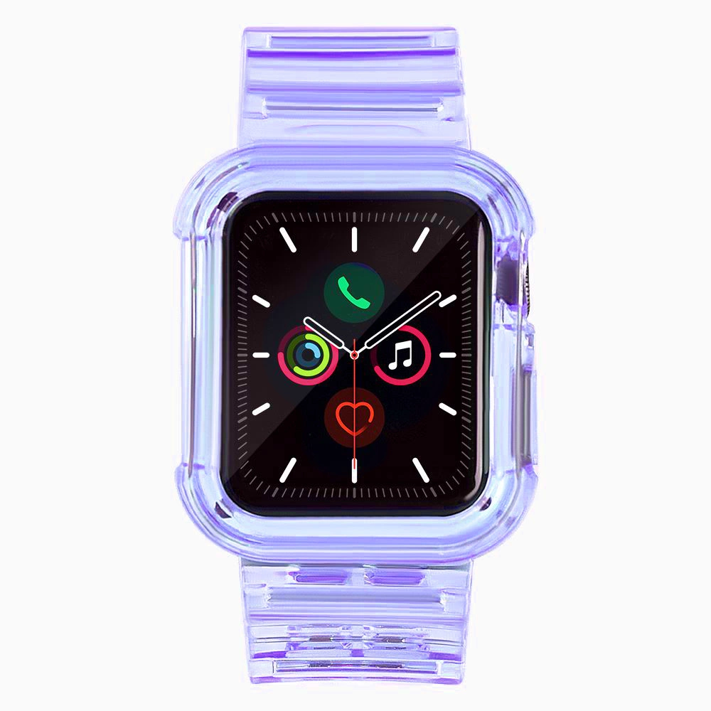 Silicone Band Strap Bracelet Case Strap Light Set for Apple Watch 42mm - Purpleeng