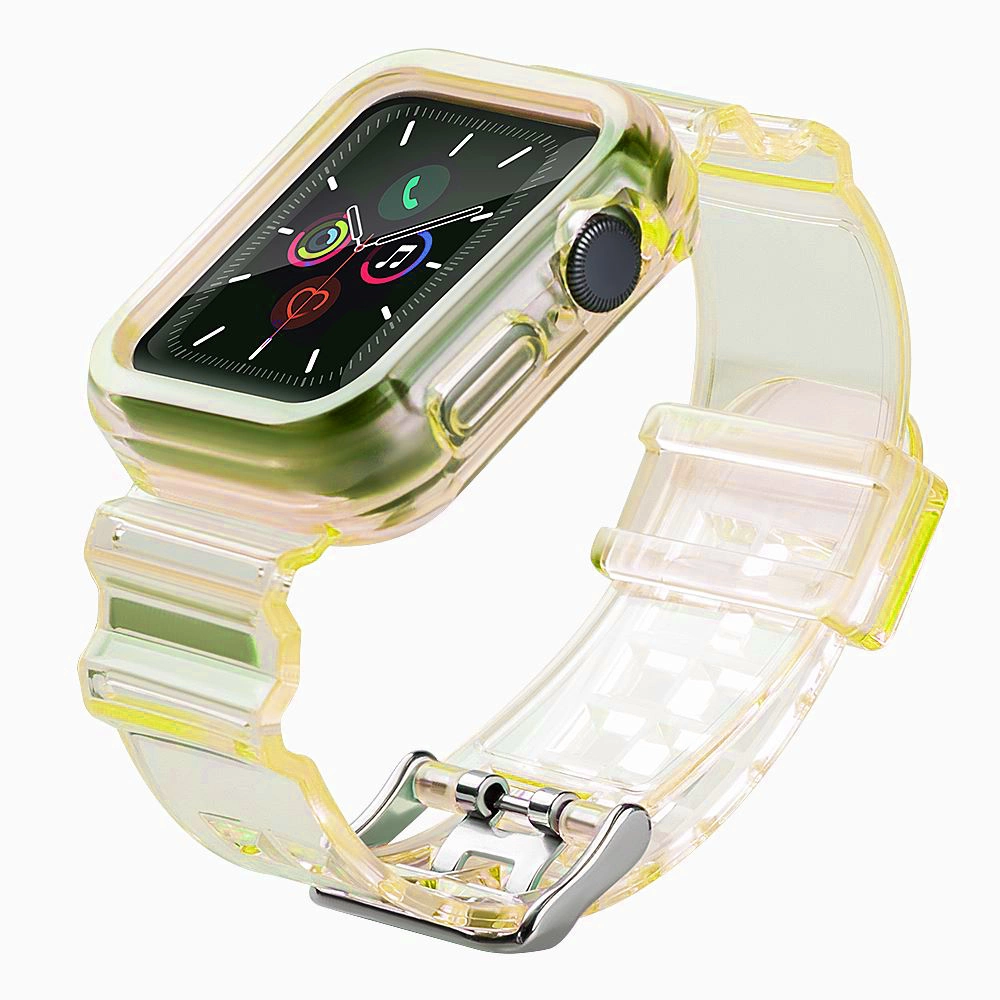 Silicone Band Strap Bracelet Case Strap Light Set for Apple Watch 40mm - Yelloweng