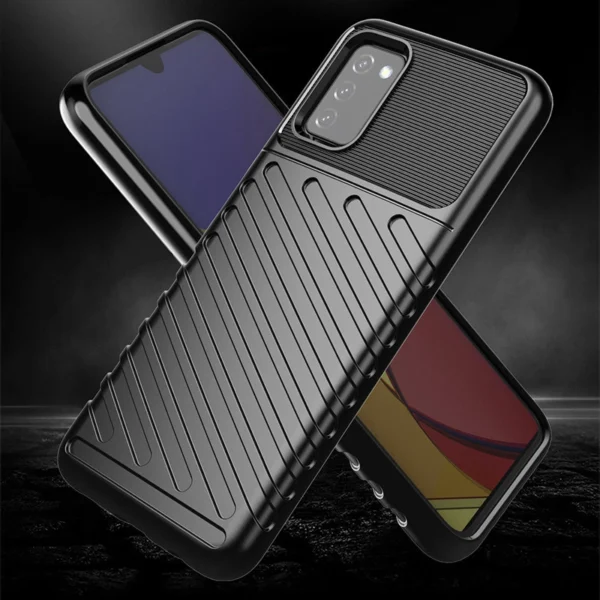 Thunder Case Flexible Tough Rugged Cover TPU Case for Samsung Galaxy A03s blackeng