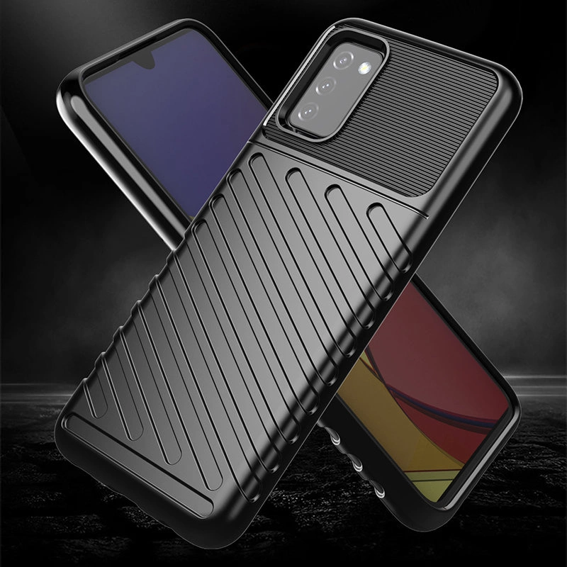 Thunder Case Flexible Tough Rugged Cover TPU Case for Samsung Galaxy A03s blackeng