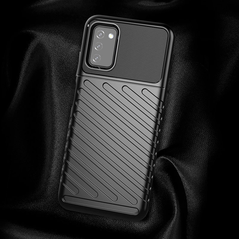 Thunder Case Flexible Tough Rugged Cover TPU Case for Samsung Galaxy A03s blackeng