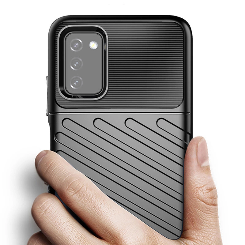 Thunder Case Flexible Tough Rugged Cover TPU Case for Samsung Galaxy A03s blackeng