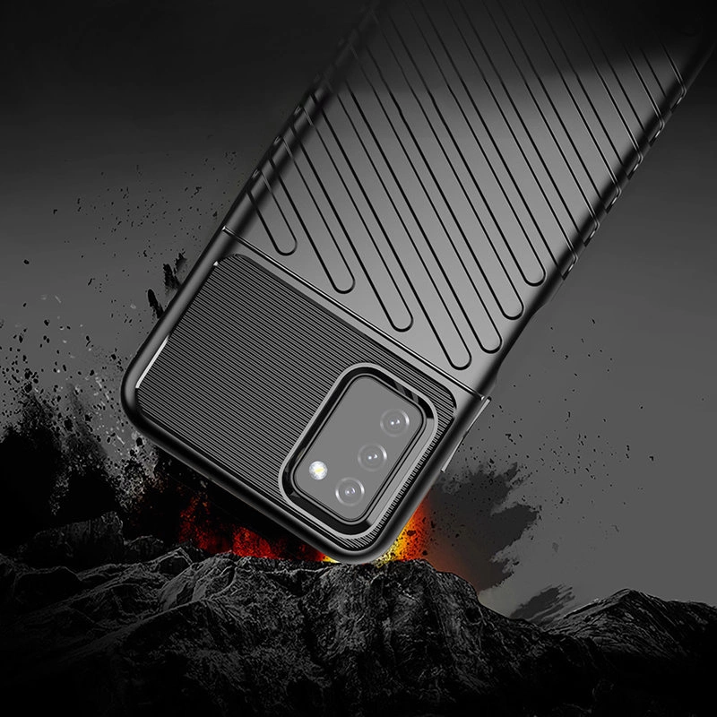 Thunder Case Flexible Tough Rugged Cover TPU Case for Samsung Galaxy A03s blackeng