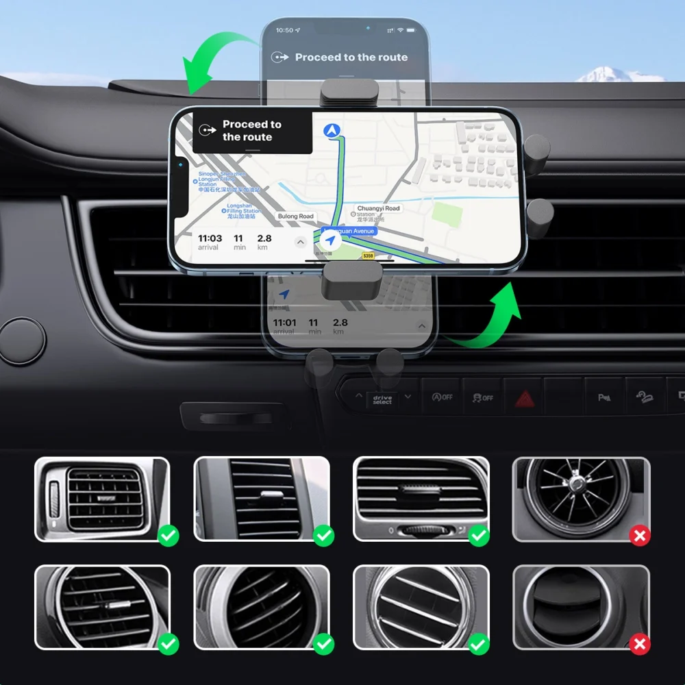 Ugreen Car Qi Wireless Charger 15W Car Phone Holder on Ventilation Grille Black (40118 CD256)eng