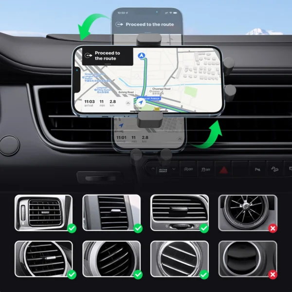 Ugreen Car Qi Wireless Charger 15W Car Phone Holder on Ventilation Grille Black (40118 CD256)eng