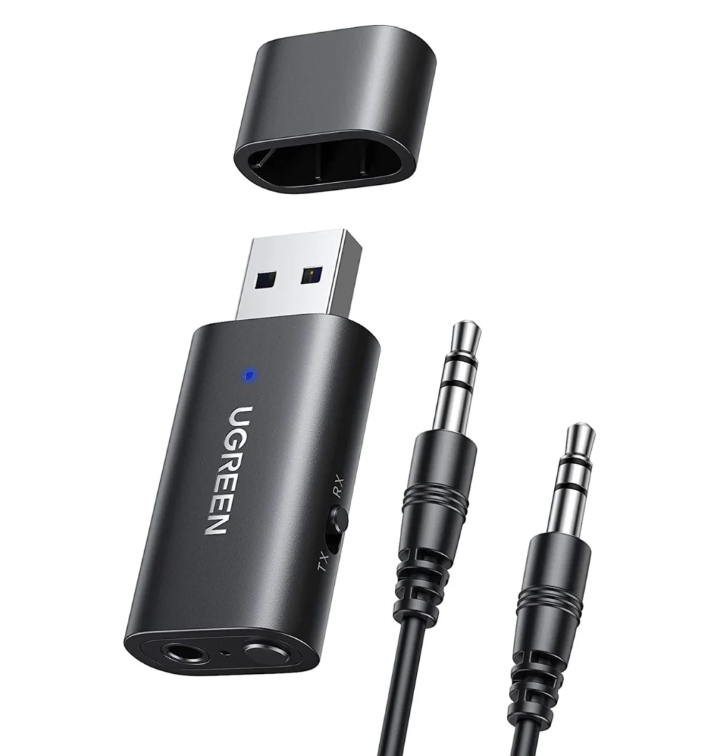 Ugreen Transmitter Bluetooth 5.1 Transmitter / Receiver Wireless Audio Adapter 3.5mm Mini Jack Black (CM523 60300)eng