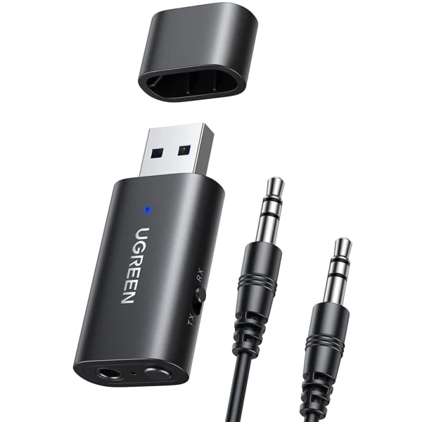 Ugreen Transmitter Bluetooth 5.1 Transmitter / Receiver Wireless Audio Adapter 3.5mm Mini Jack Black (CM523 60300)eng