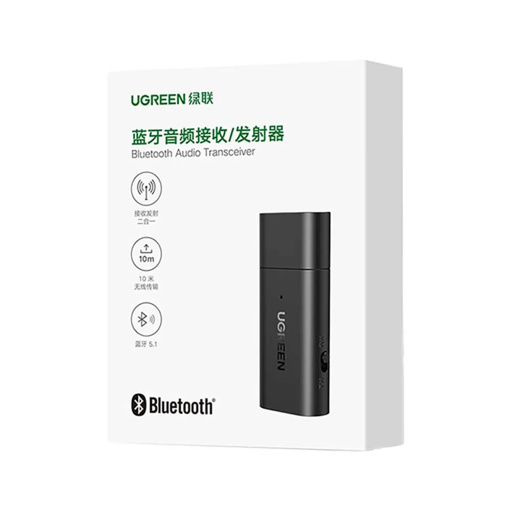 Ugreen Transmitter Bluetooth 5.1 Transmitter / Receiver Wireless Audio Adapter 3.5mm Mini Jack Black (CM523 60300)eng