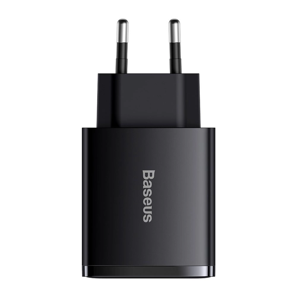 Baseus Compact fast charger 2x USB / USB Type C 30W 3A Power Delivery Quick Charge black (CCXJ-E01)eng