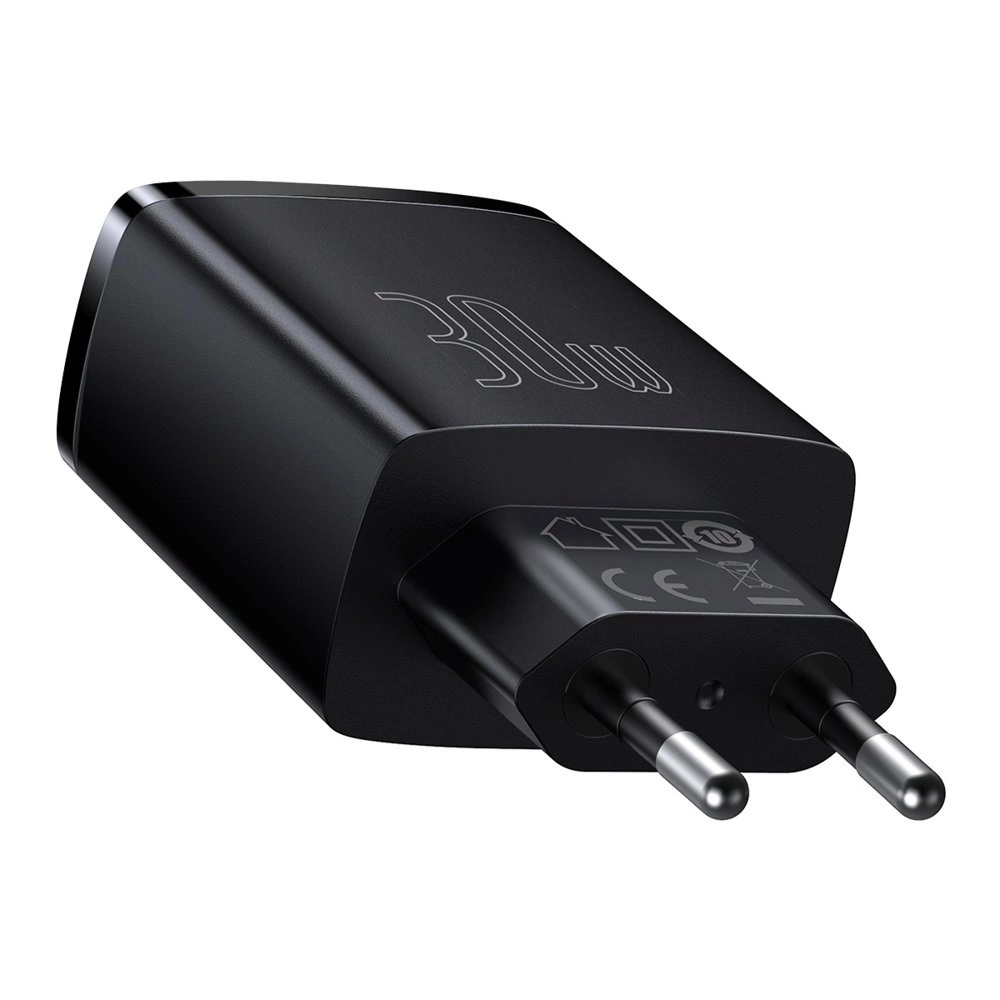 Baseus Compact fast charger 2x USB / USB Type C 30W 3A Power Delivery Quick Charge black (CCXJ-E01)eng